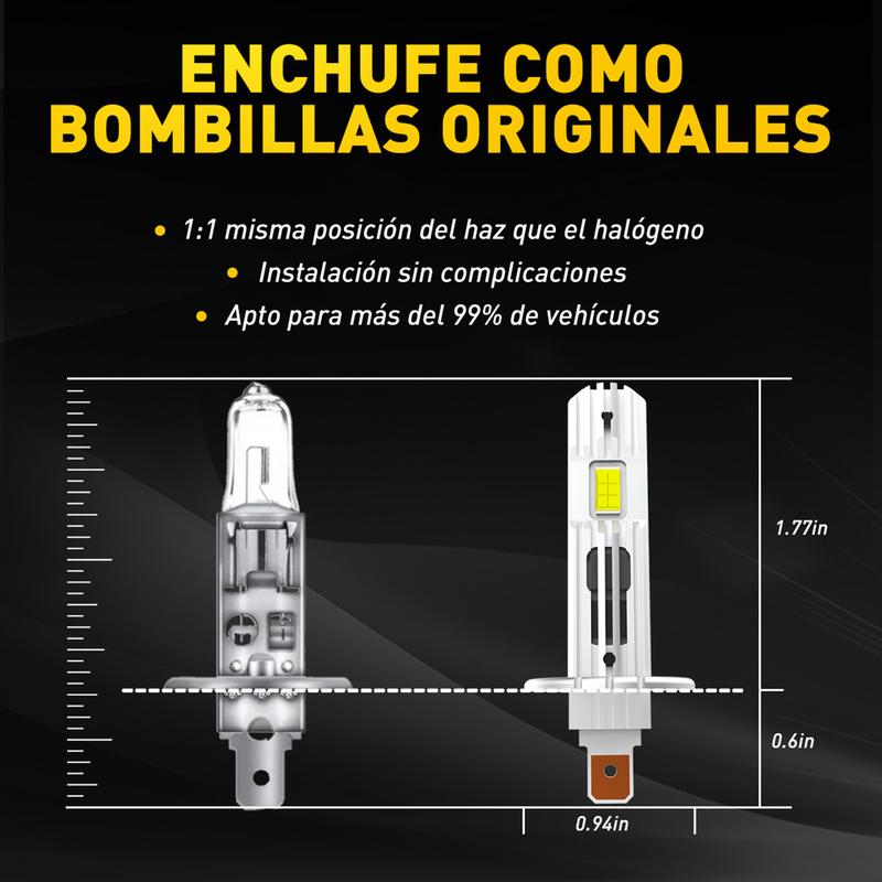 AUXITO FREE ERROR H1 LED 10000LM High Headlight Low Beam Kit 200W Bulb 6500K USA