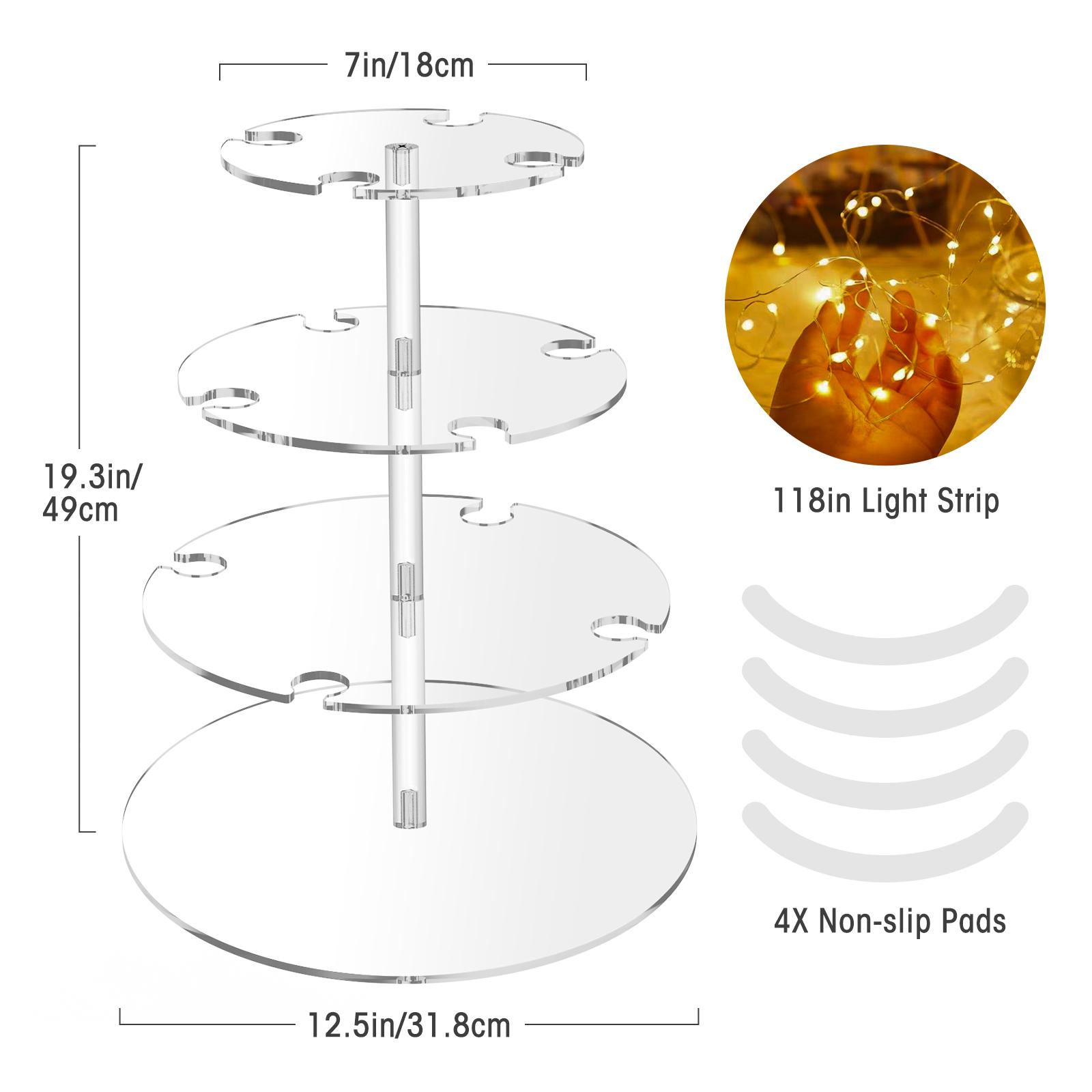 NiHome 3-Tier Clear Acrylic Champagne Tower with String Light, 12-Glass Cocktail Tree Stand Wine Rack for Weddings, Parties & Cocktails - Utensils NiHome 3-Tier Clear Acrylic Champagne Tower with String Light, 12-Glass Cocktail Tree Stand Wine Rack for Weddings, Parties & Cocktails - Utensils