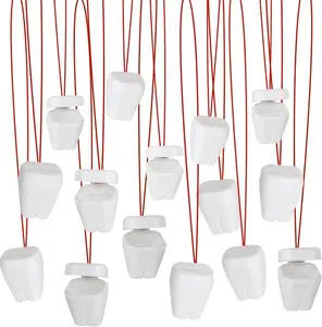 Tooth Saver Necklaces, Set of 144, White Tooth Containers, Tooth Holders For Boys & Girls, Dentist Office Giveaways For Kids, Theme Party Supplies, Unique Goodie Bag Fillers