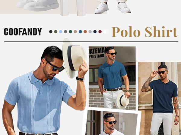 COOFANDY Mens Knit Polo Shirts Short Sleeve Collared Golf Shirt Hollow Out Textured T-Shirt Summer Fashion Tops COOFANDY Mens Knit Polo Shirts Short Sleeve Collared Golf Shirt Hollow Out Textured T-Shirt Summer Fashion Tops