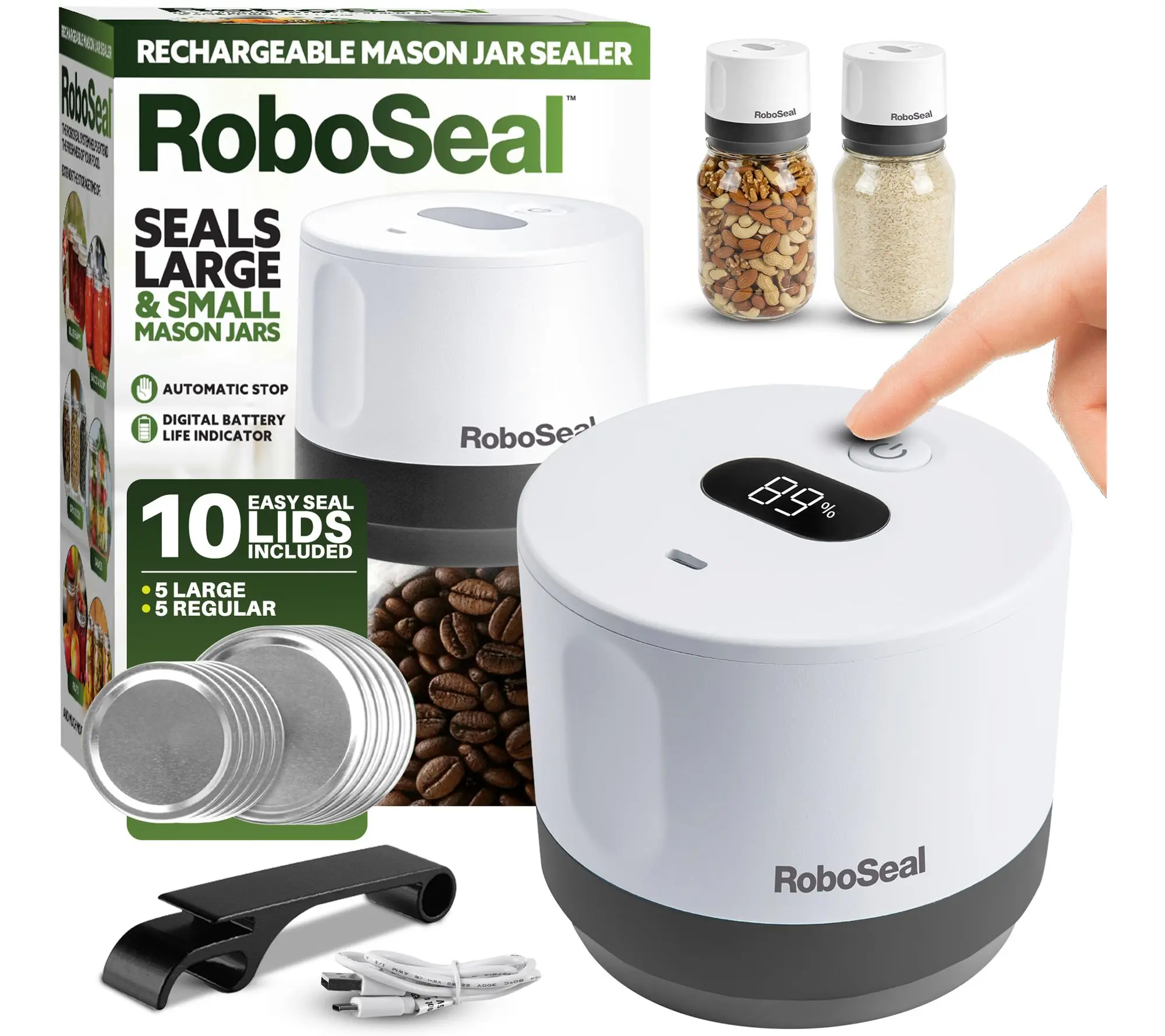 Bell & Howell Roboseal Rechargeable Mason Jar Sealer