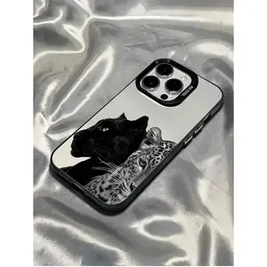 Fierce Animals 1pc Black Fierce Panther Pattern Full Protective TPU Anti-Fall Phone Case Compatible With Apple 1716, 15, 14, 13, 12, 11 Pro Max And Series Waterproof Shockproof Scratch Resistant