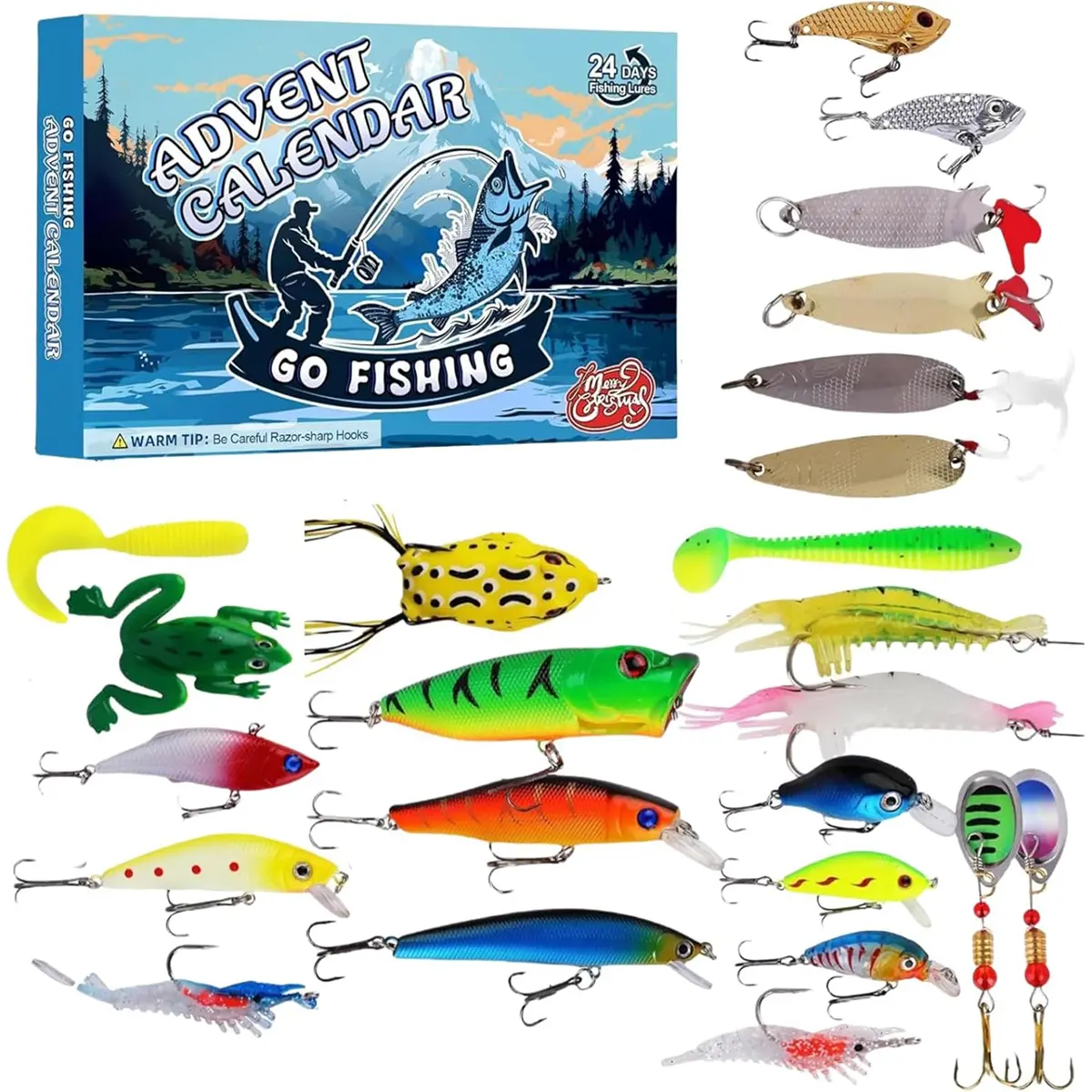 2026 Fishing Lure Advent Calendar - 24-Day Christmas Countdown Fish Tackle Set with High-Quality Lures, Diverse Lure Selection, Lifelike Designs, Exceptional Performance & Accessories, Ideal Xmas Gift for Adult Men, Boyfriend, Brother, Fishing Lures Kit,