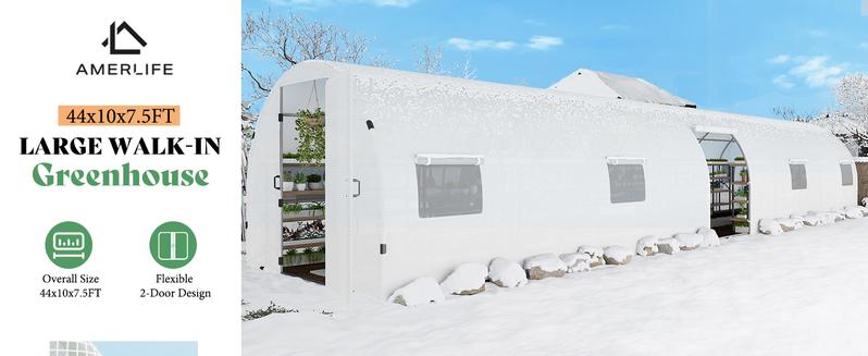AMERLIFE Tunnel Greenhouse for Outdoors, Heavy Duty Greenhouse kit with Galvanized Steel Frame, Upgraded Swing Door & Premium PE Cover AMERLIFE Tunnel Greenhouse for Outdoors, Heavy Duty Greenhouse kit with Galvanized Steel Frame, Upgraded Swing Door & Premium PE Cover