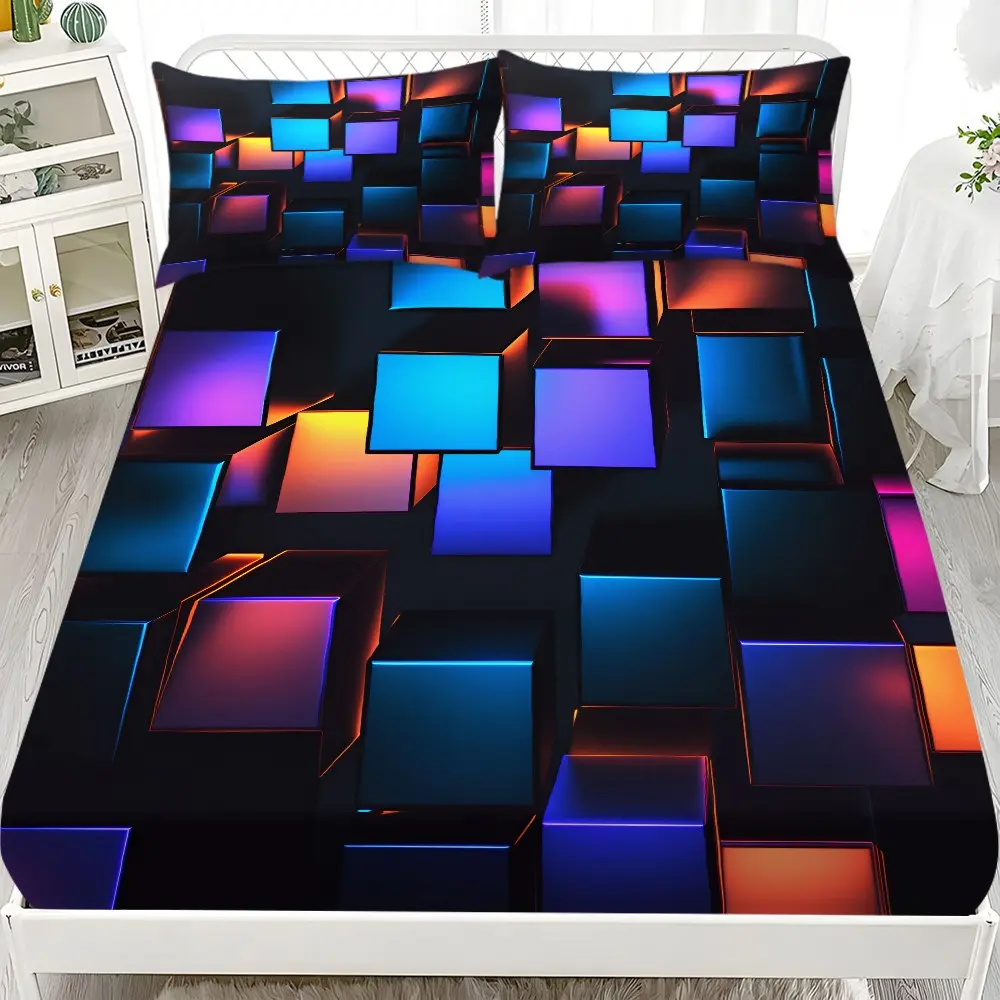 Bed Sheet Set (1 Fitted Sheet + 2 Pillowcases), Modern Style, Comfortable and Aesthetic, Suitable for Dorms and Hotels, All Seasons, Soft Bedding Sets