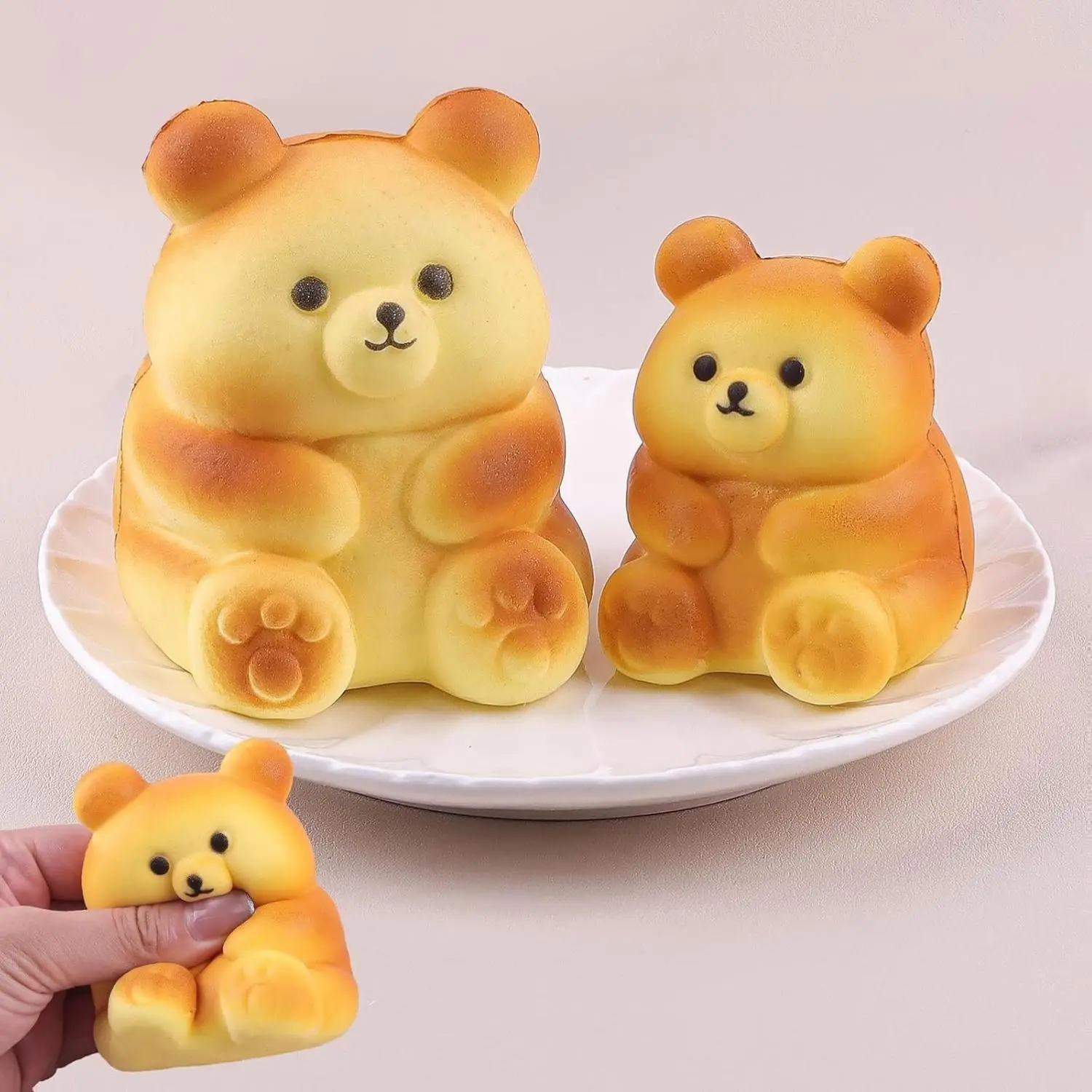 Anboor 2 Pcs Bear Squishies Toys Squishy for Kids Bear Slow Rising Animals Foam Squishies Jumbo Animal Big Stress Relief Cute Squeeze Toy Gift for Kids Parents Partner