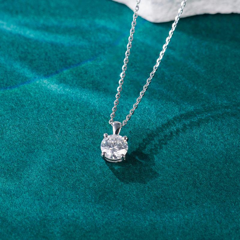 Moissanite 1ct Round Four-Prong Pendant D Color VVS Moissanite Women Necklace Perfect for Any Occasion & Everyday Wear Birthday Anniversary Mother's Day Gifts Moissanite 1ct Round Four-Prong Pendant D Color VVS Moissanite Women Necklace Perfect for Any Occasion & Everyday Wear Birthday Anniversary Mother's Day Gifts