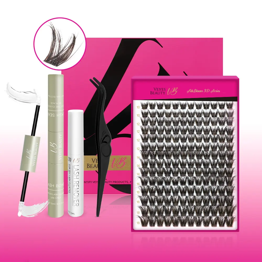 VEYESBEAUTY Butterfly Lash Clusters Ultra-thin Clear Invisible Band 3D Fluffier Cluster Individual Clusters Lashes DIY Lash Extensions Makeup Cosmetic