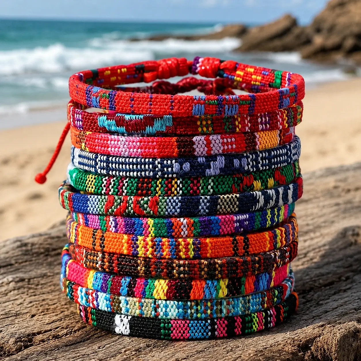 12Pcs Woven Bracelet, Handmade Surfer Bracelets Adjustable Braided String Friendship Bracelet Boho Bracelets Anklets for Men Women (Multicolor)