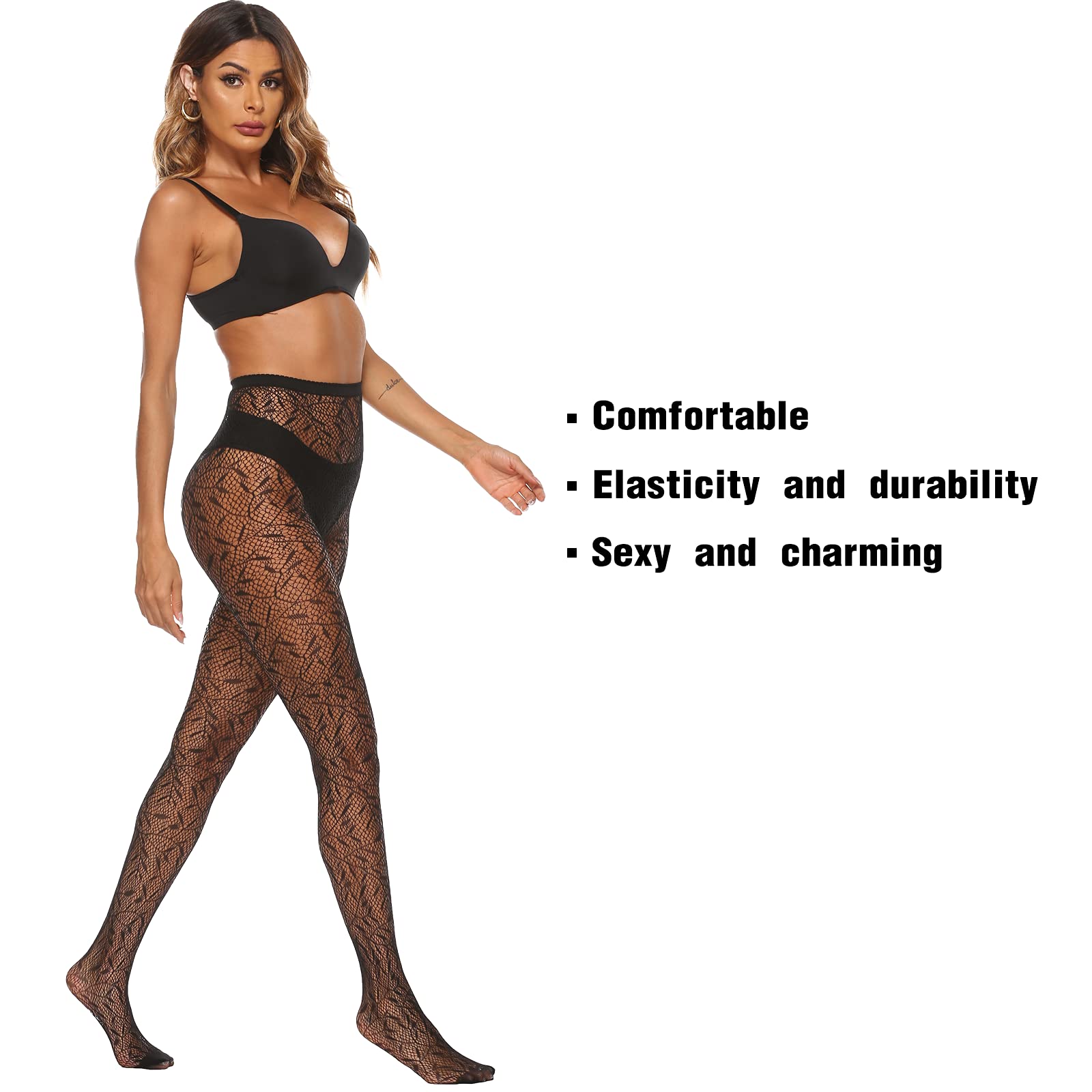 Mock Thigh High Stockings For Women Sexy Fishnet Tights Suspender Pantyhose 2 Pairs Leg Matching tights