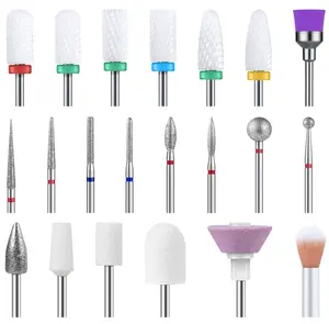 MelodySusie 21pcs Nail Drill Bit Set, Professional 3/32'' Ceramic Diamond Carbide Acrylic Gel Nail Art Tool Kit, Cuticle Remover Bit for Acrylic Gel Dip Powder, Nail Manicure Pedicure, Salon Home