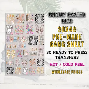 Easter DTF Gang Sheet, Easter Kids DTF Transfers, Bunny DTF Transfer Ready For Press, Easter Bunny Dtf Print, Easter Rabbit Heat Transfer