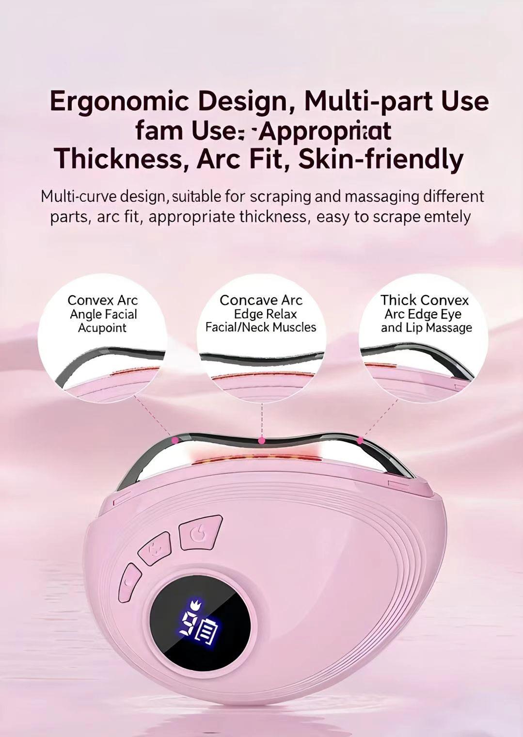 Electric Gua Sha Massager with 9-Level Heat & Vibration for Anti-Aging Neck & Face Lift Reducing Wrinkles and Puffiness