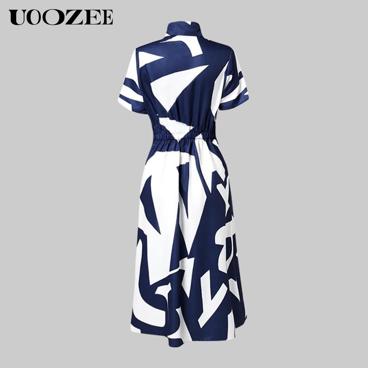 UOOZEE women's long-sleeved loose solid color lapel midi dress, waist design, comfortable and elegant, a must-have for commuting and formal occasions Midi Cloth, with pockets Modest Clothes SpringStatements