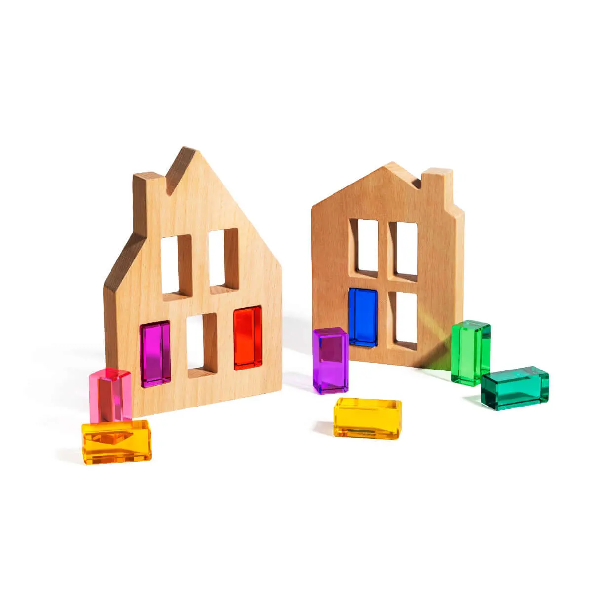 Remi City Blocks & Gems Set - 2.5 Inch Acrylic & Wood Blocks for Creative Play, STEM Learning, and Imaginative Building - Perfect for Kids' Collections