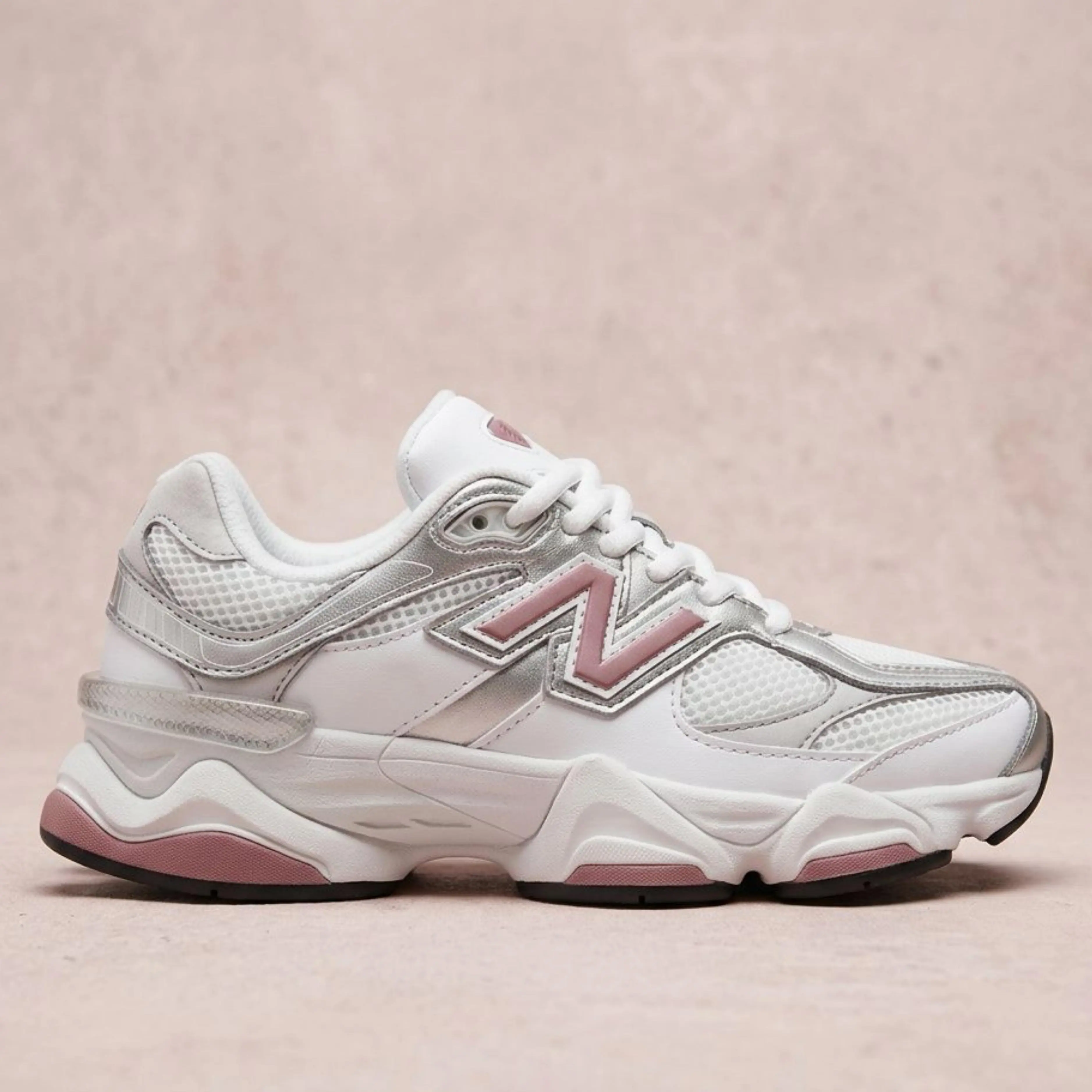 New Balance 9060 White Rosewood Silver Womens Fashion Shoes New Trendy Walking Sneaker