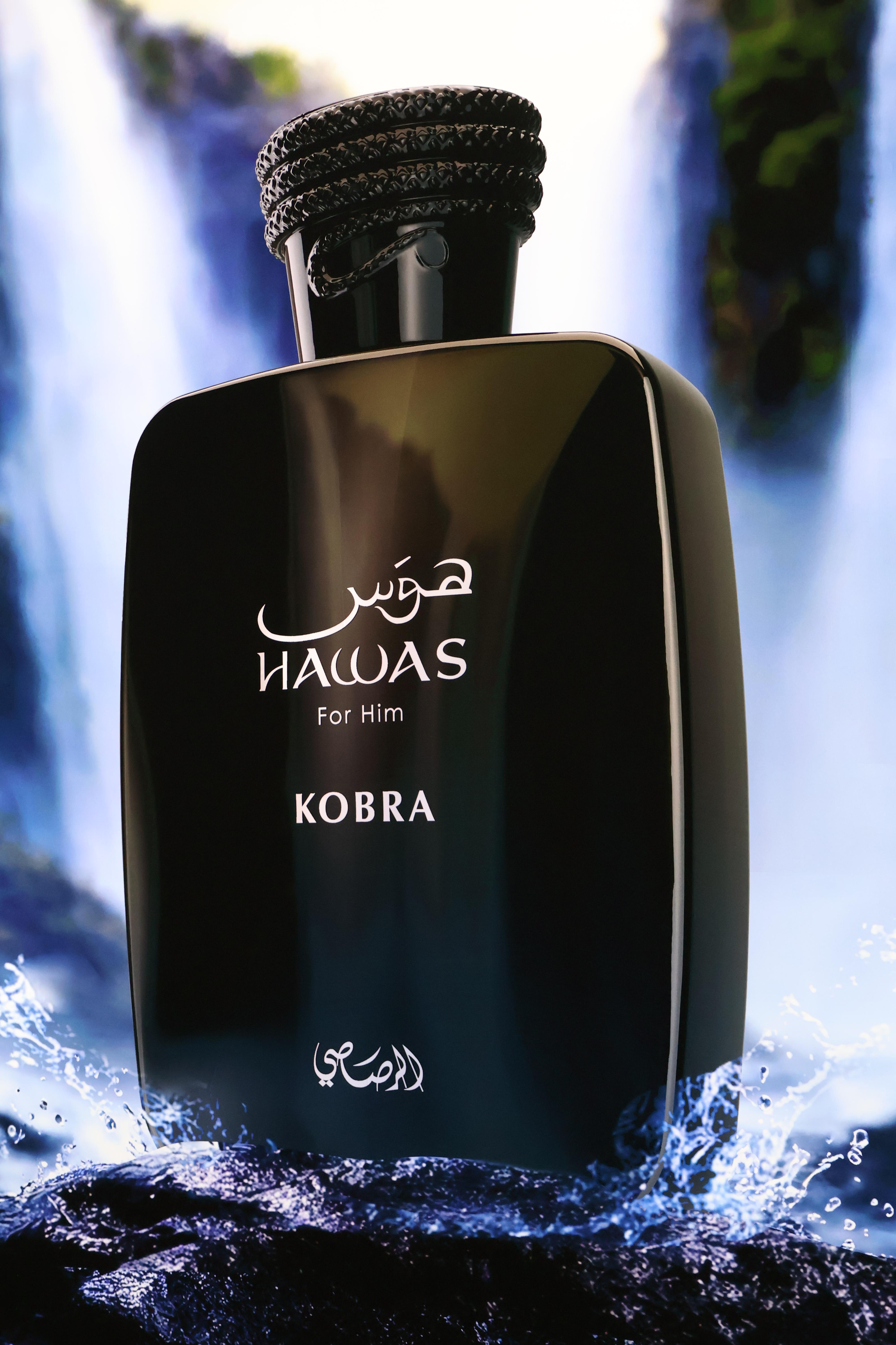 Rasasi Hawas Kobra Eau De Parfum for Men - 3.4 oz (100 ml) Men's Colognes, Aromatic Woody Fragrance, Citrus Woody Musk, Daily Wear Single Item with Citrus, Fresh Spicy, Green Notes