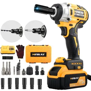 Heavy Duty Cordless Impact Wrench Gun 1/2 Inch with 2 Batteries High Power Driver for Automotive Lug Nuts Bolts Fasteners Mechanic Tools