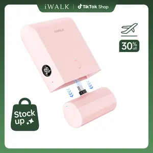 iWALK 13500mAh Compact Power Bank USB-C In & Out Portable Charger with Charging Case Compatible with iPhone 17/16 Series iPad AirPods Samsung Galaxy Google Pixel Pink Cable Connector - Smartphone, Instant