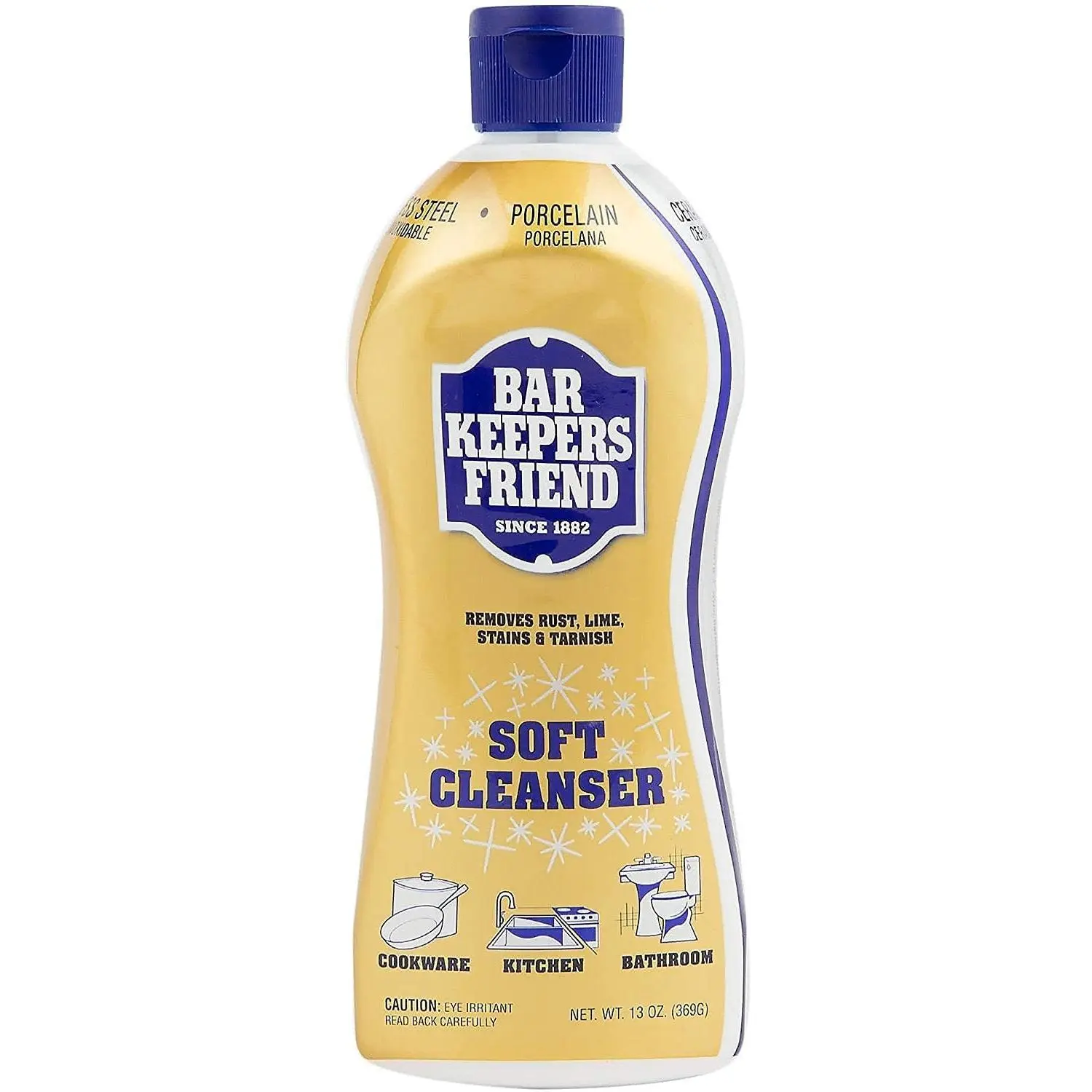 Bar Keepers Friend Soft Premixed Eco-Friendly Liquid Cream Cleaner, 13 oz (1 Pack) - Home Supplies All-Purpose Solution for Stainless Steel, Sinks, Outdoor Household Surfaces