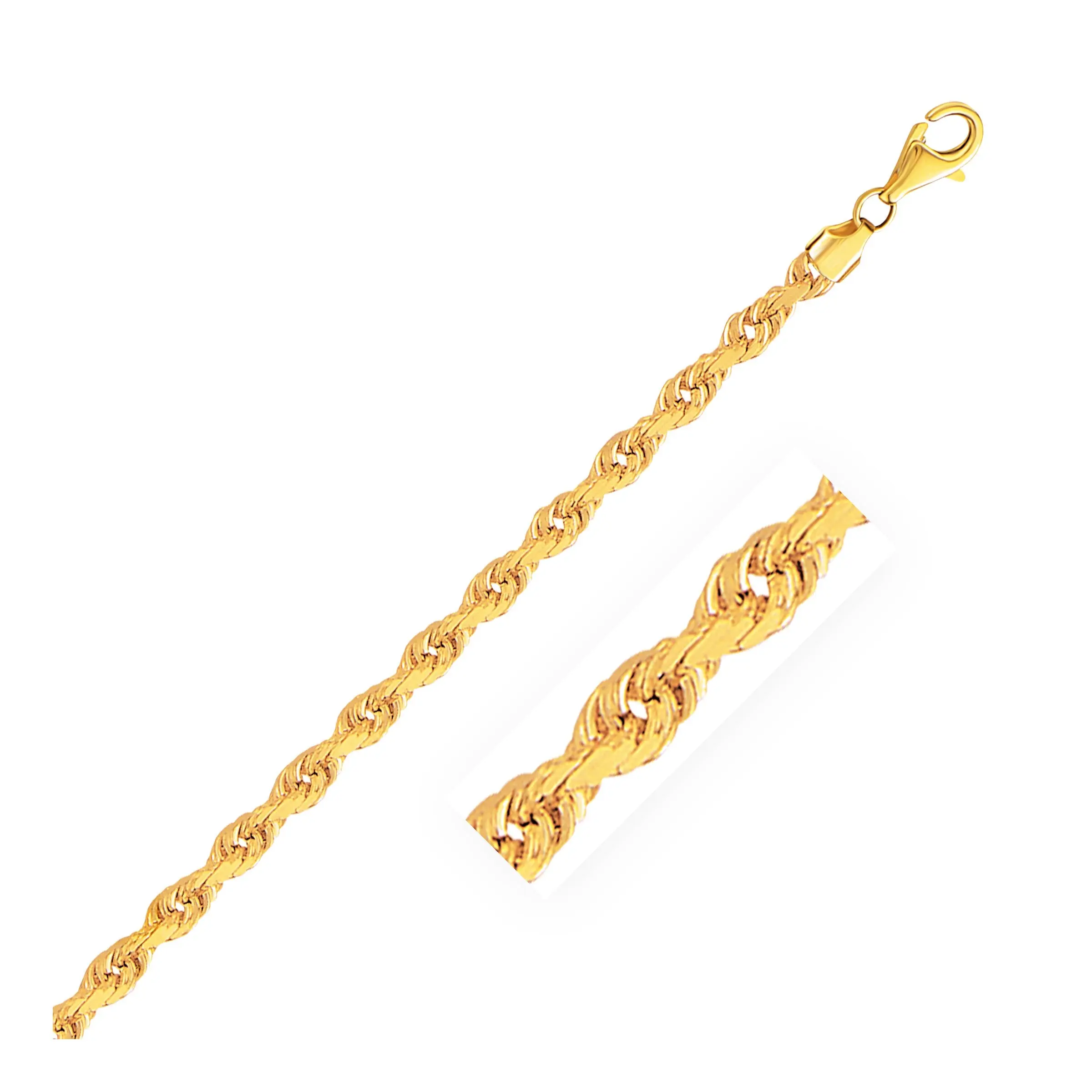 14k Gold Solid Diamond Cut Rope Bracelet (4.00 mm)