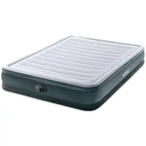 Intex Comfort Deluxe Dura-Beam Plush Air Mattress Bed with Built-In Pump, Queen