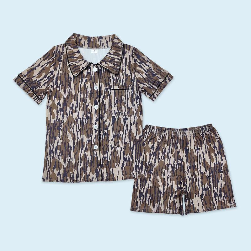 Adult women camouflage short sleeve summer sleepwear pajama set