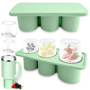 Ice Cube Tray for Tumbler Cup, Silicone Cylinder Ice Mold with Lid and Bin for Freezer, Easy Fill and Release Ice Maker for Whiskey, BPA-Free.