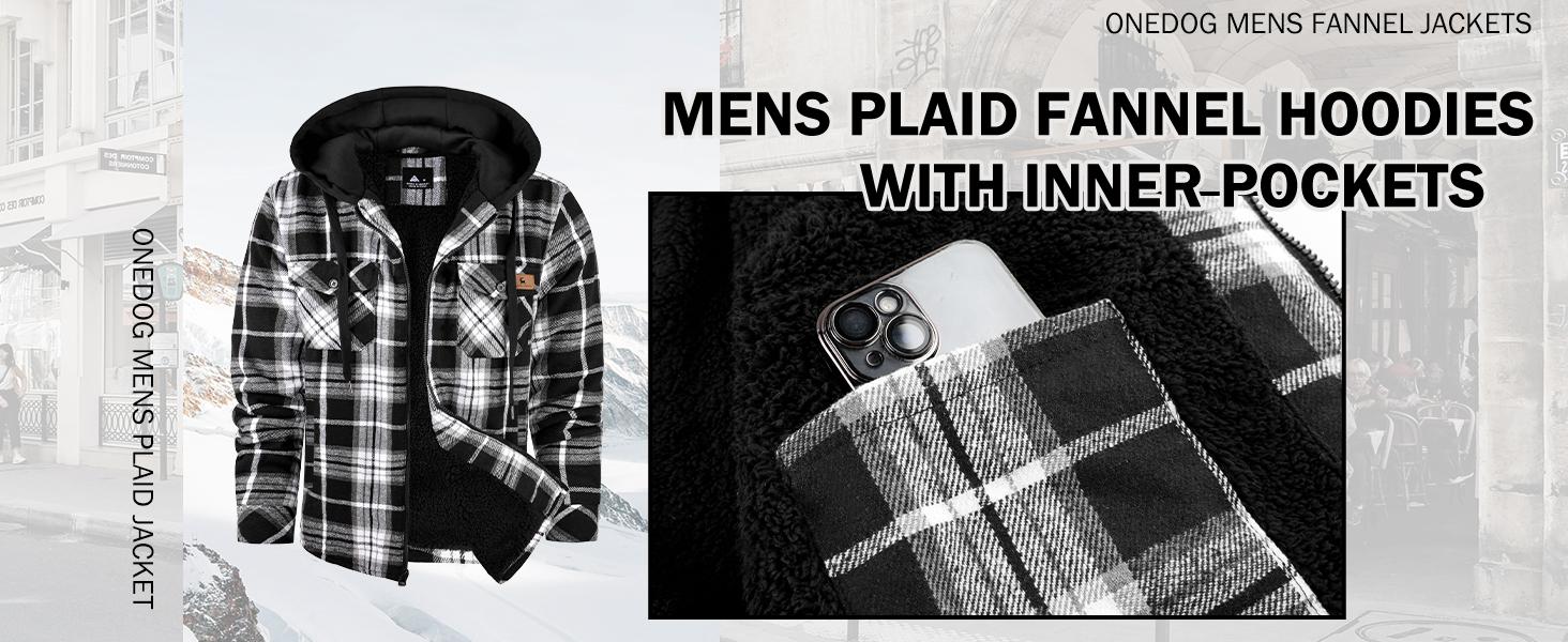 ZITY Men’s Plaid Hooded Fleece Jacket – Windproof Warm Shirt Jacket, Jackets & Tops with Motocross Outdoor Style ZITY Men’s Plaid Hooded Fleece Jacket – Windproof Warm Shirt Jacket, Jackets & Tops with Motocross Outdoor Style