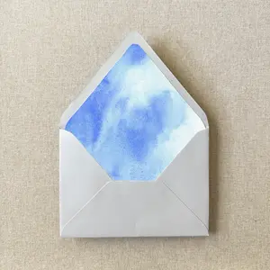 Blue Watercolor Envelope Liner | Euro Flap | Set of 10