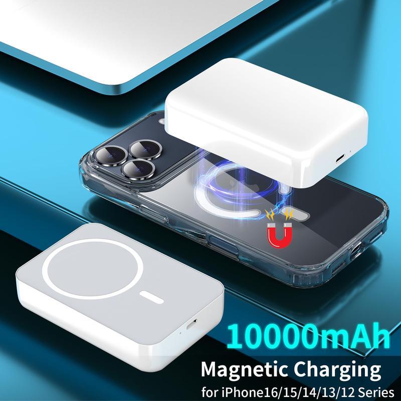 2026Upgraded 6-in-1 Magnetic Charging & Audio Kit– 10,000 mAh Mag Power Bank + Wireless Charger & Type-C & Lightning Cables, Enhanced Magnetic Ring, All-in-One Travel Set for Android & iOS Devices,Essential school set-Back to school season,valentine gifts