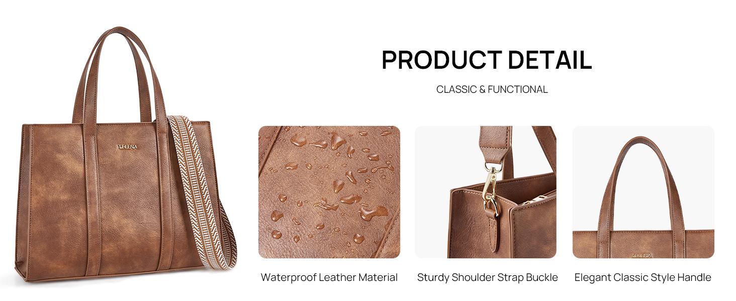 Telena Leather Tote Bag for Women Crossbody Tote Purse Handbag Womens Tote Bag with Compartments and Adjustable Strap Commuting bag
