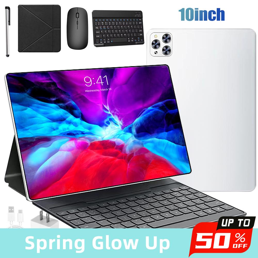 10.1 Inch Android 15 Tablet - 4GB RAM, 64GB Storage, Dual SIM, 1280x800 IPS Display, 5MP+13MP Camera, 5000mAh Battery,with Keyboard Mouse Stylus Case, for Valentine’s Day Gift