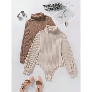 Women's High Neck Long Sleeve Thermal Bodysuit Set, Autumn Winter Warm Underwear, Comfortable Stretchy Fabric, Casual Wear