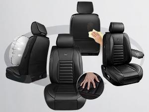 CAR PASS Nappa Leather Seat Covers Protection for Front Seats Universal Waterproof & Anti-Slip Design Airbag Compatible for Sedan, SUV, Pickup Truck  Black 1 Count