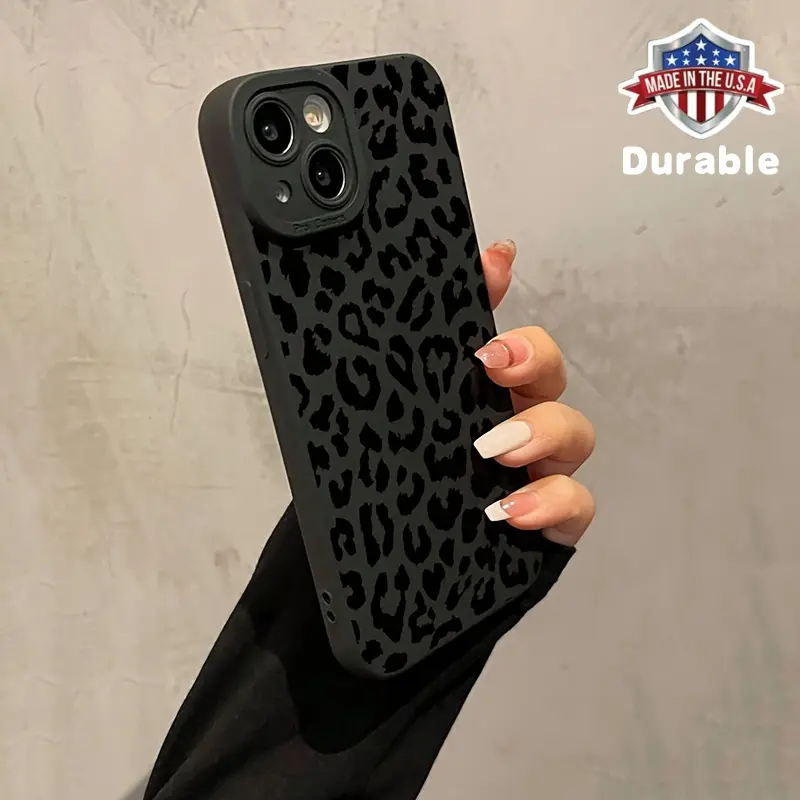 Black Leopard Graphic Protective Phone Case For IPhone 11/12/13/14/12 Pro Max/15/XS Max/X/ Plus, Gift For Birthday, Girlfriend, Boyfriend, Protection, Casing