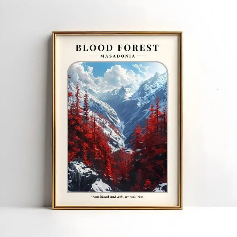 Blood Forest From Blood and Ash Digital Print - Jennifer L. Armentrout Art - Atlantia Skotos Mountains Decor - Cas and Poppy Booktok Art