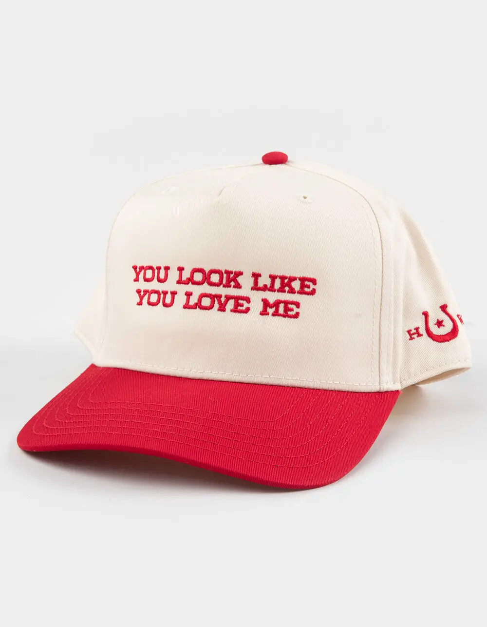 HOMEWURK You Love Me Womens Snapback Hat, Red Combo