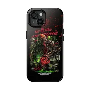 The "Return of the Living Dead" themed phone case is compatible with iPhone 17/16/15/14/13/12/11 Pro Max/Plus and Samsung Galaxy S23FE/22/23/24/25. A terrifying zombie Halloween gift.