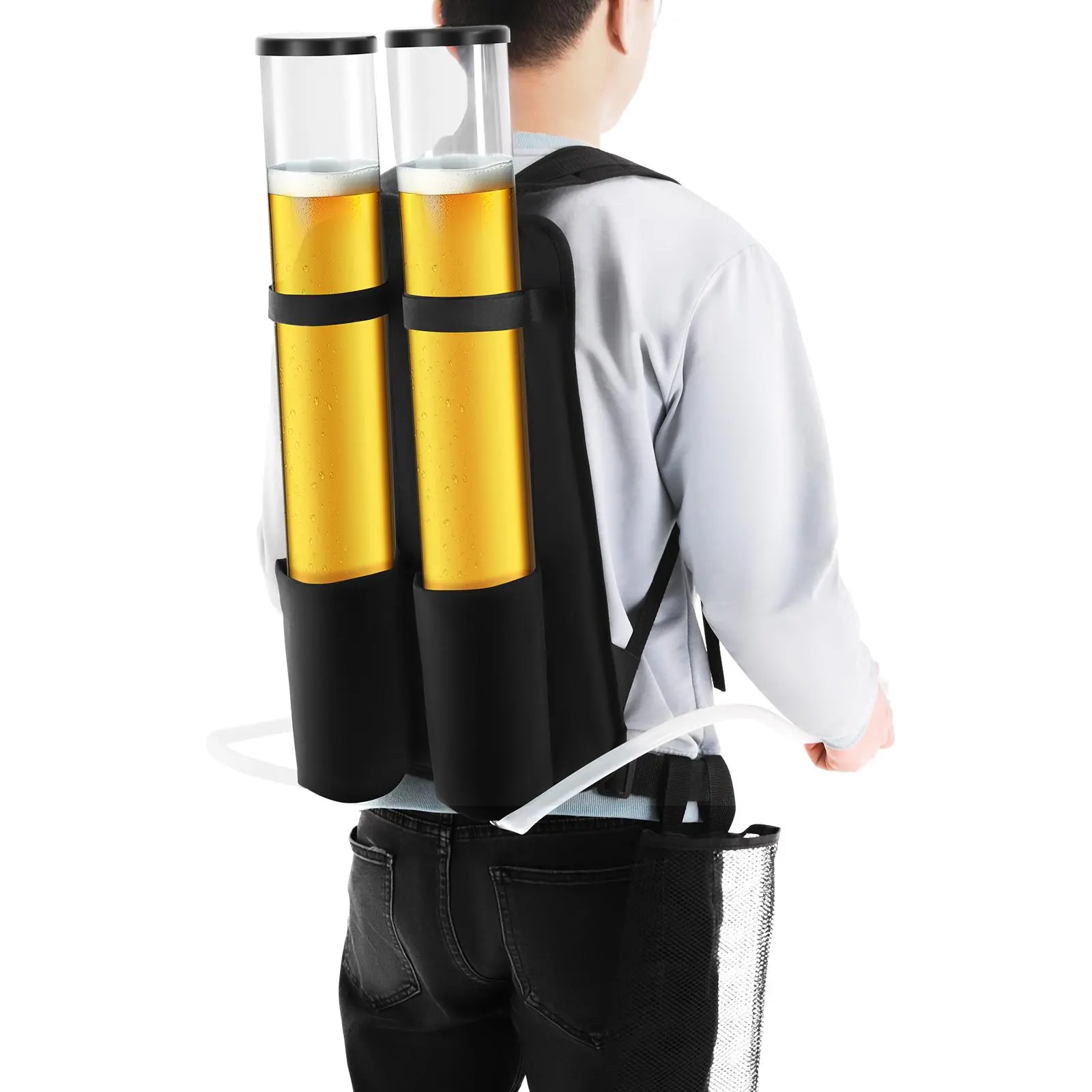 Dual Tank Backpack Drink Dispenser Portable Dual Barrel Beverage Liquid Liquor Beer Backpack Dispenser 3+3 Liter Ice Cooler