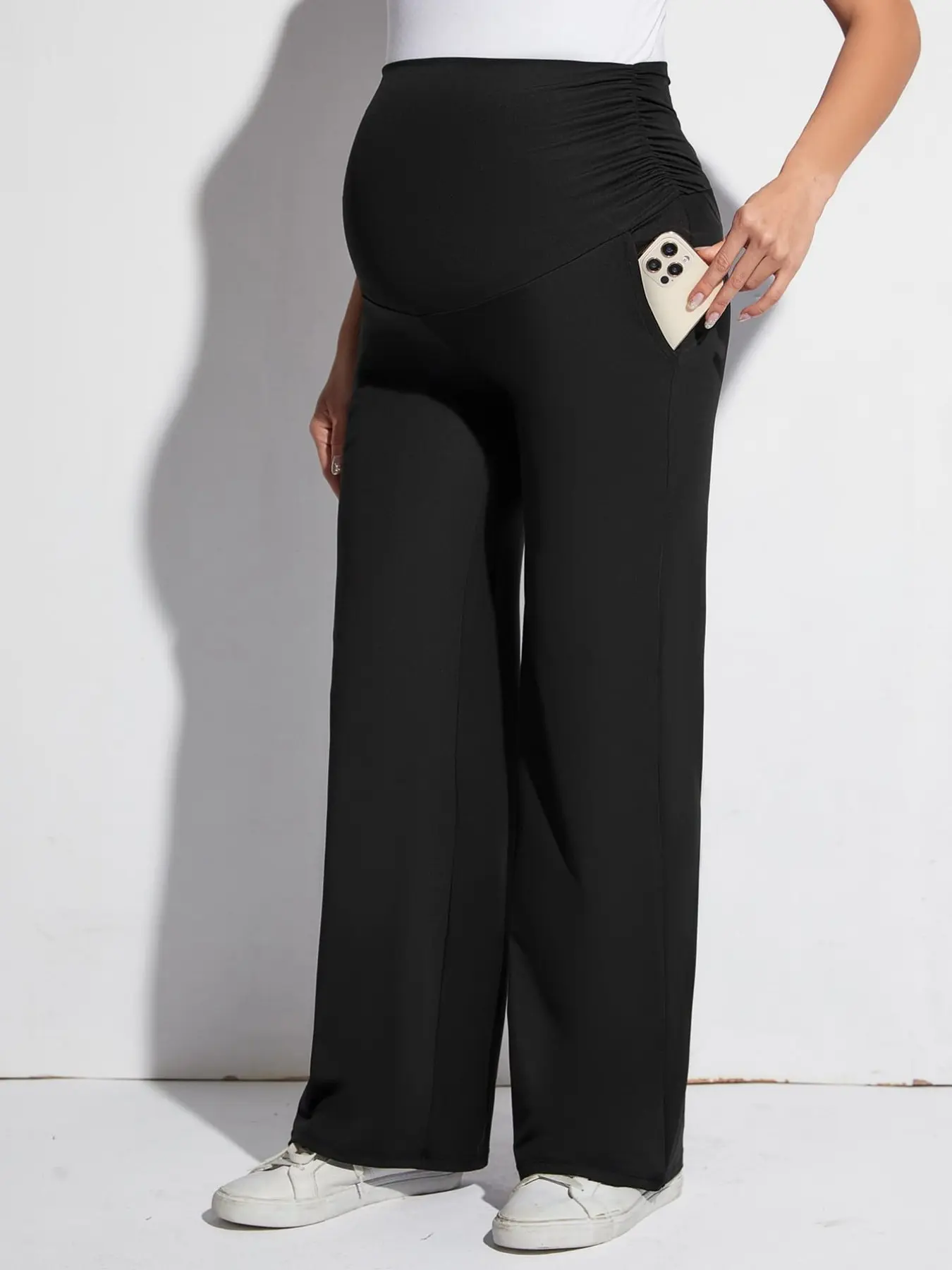 Black Slim-Fit Maternity Yoga Pants, Summer Casual, Stretchy and Versatile Sports Maternity Yoga Pants, Maternity Apparel