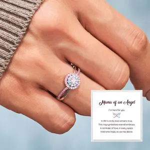 Mama of an Angel Circle Ring, Hypoallergenic Colorfast Open Ring, Adjustable for All Finger Sizes
