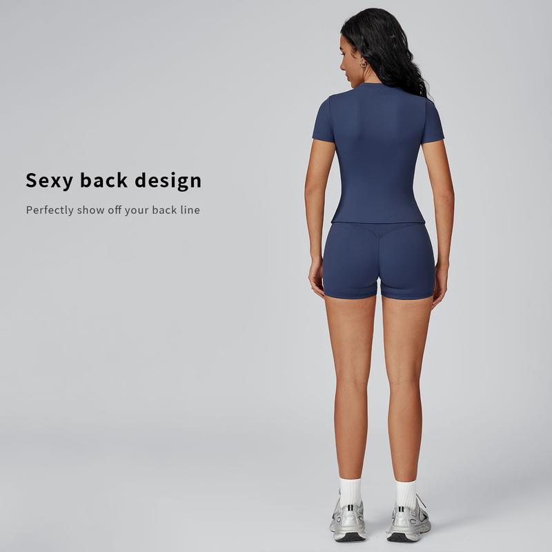 Tenwolf Women's Solid Ribbed Crop T-Shirt & High-Waisted Shorts Set, Quick-Dry for Yoga, Gym, Workouts, Running, Ladies' Sports Apparel for All Seasons, Women's Workout Sets, Women's Workout Clothing, Fitness Clothing, Casual Activewear, Fitness Summer Bo