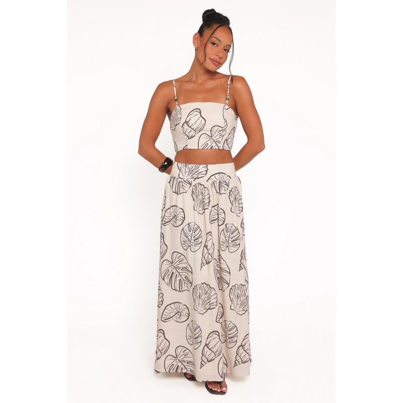 Kristy Maxi Skirt Set - Cream Shells