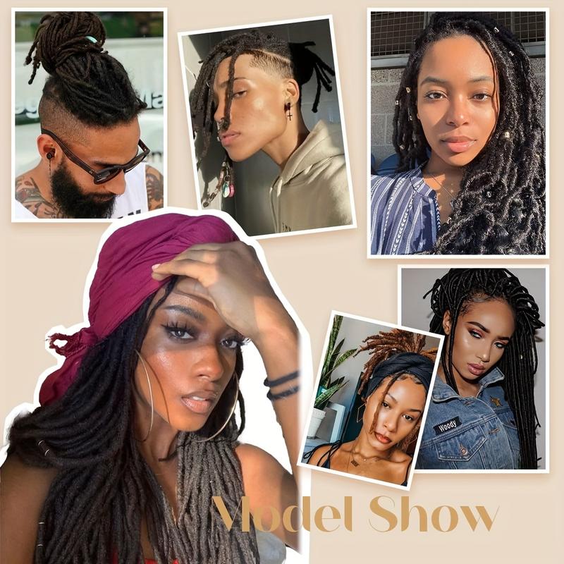 CCLG 0.6cm Width Quick-Install Handmade basic style Dreadlocks 100% natural Human Hair Dyeable Bleachable 4-12in add  length for Man Women Kids Braided Hair Extensions Glueless Reusable Bleach Dye Safe Afro-Kinky Texture