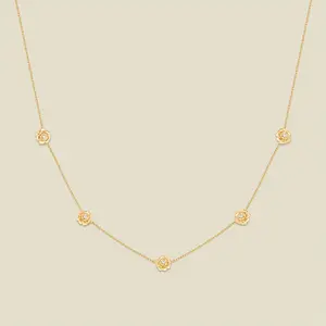 September CZ Birth Flower Station Necklace