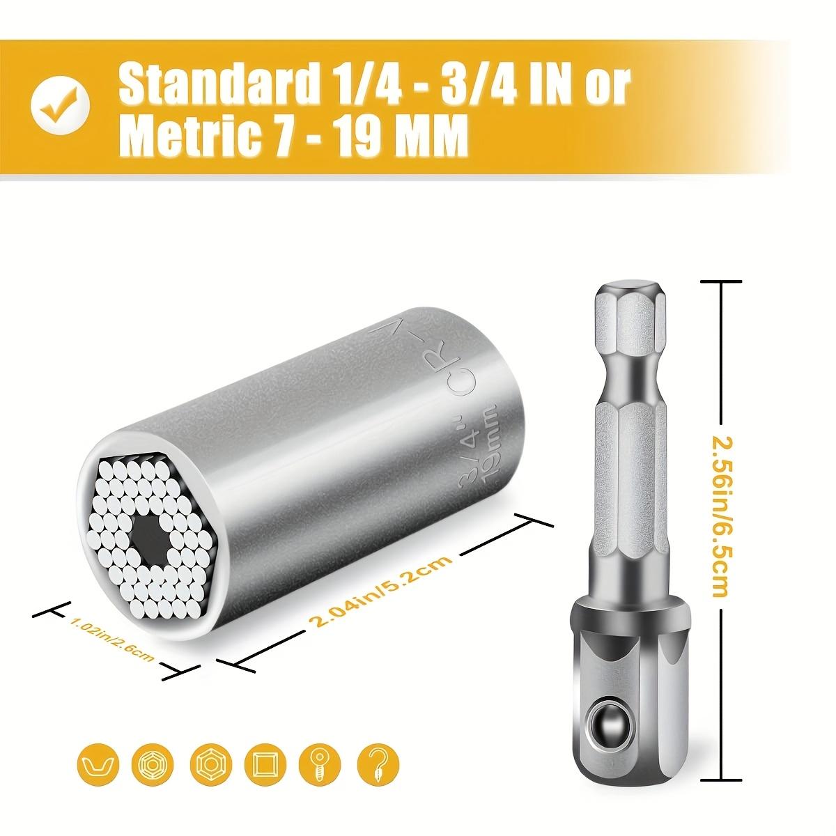 2 Universal Socket Wrench Sets, Professional Socket Sets, with Drill And Ratchet Wrench Adapter, Multi-functional Wrench Repair Tool Sets, Suitable for Standard 1/4 Inch - 3/4 Inch Metric 7mm-19mm, A Great Choice for Daily Use And Gifting.