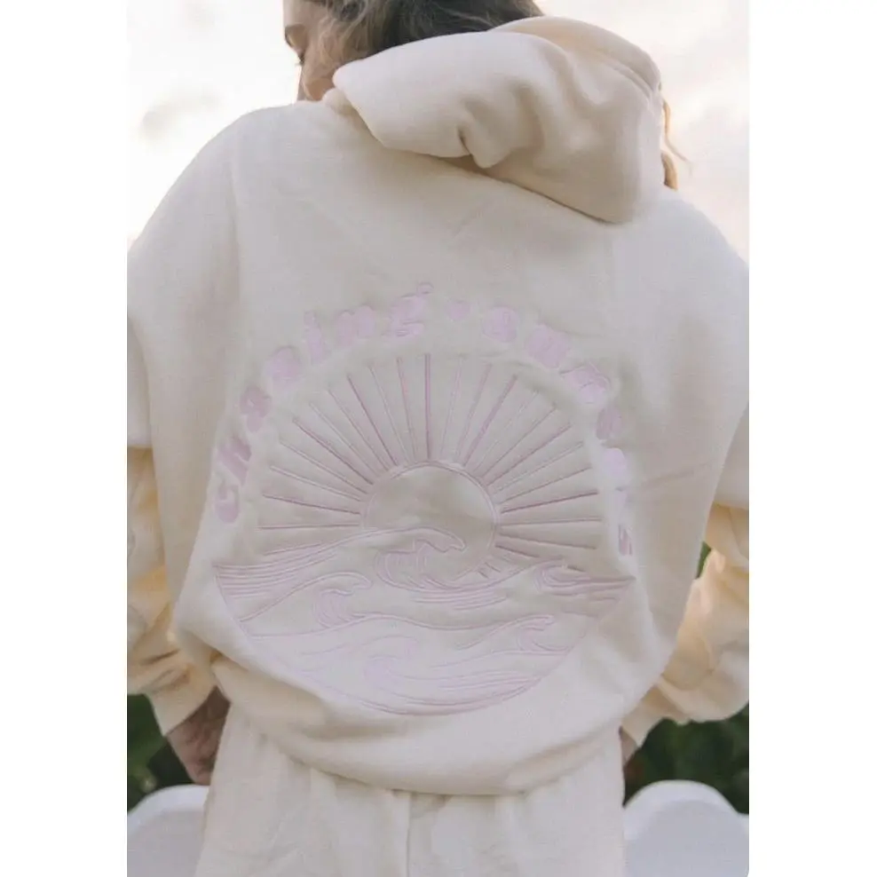 Apricot White Sunset - Embroidered Style