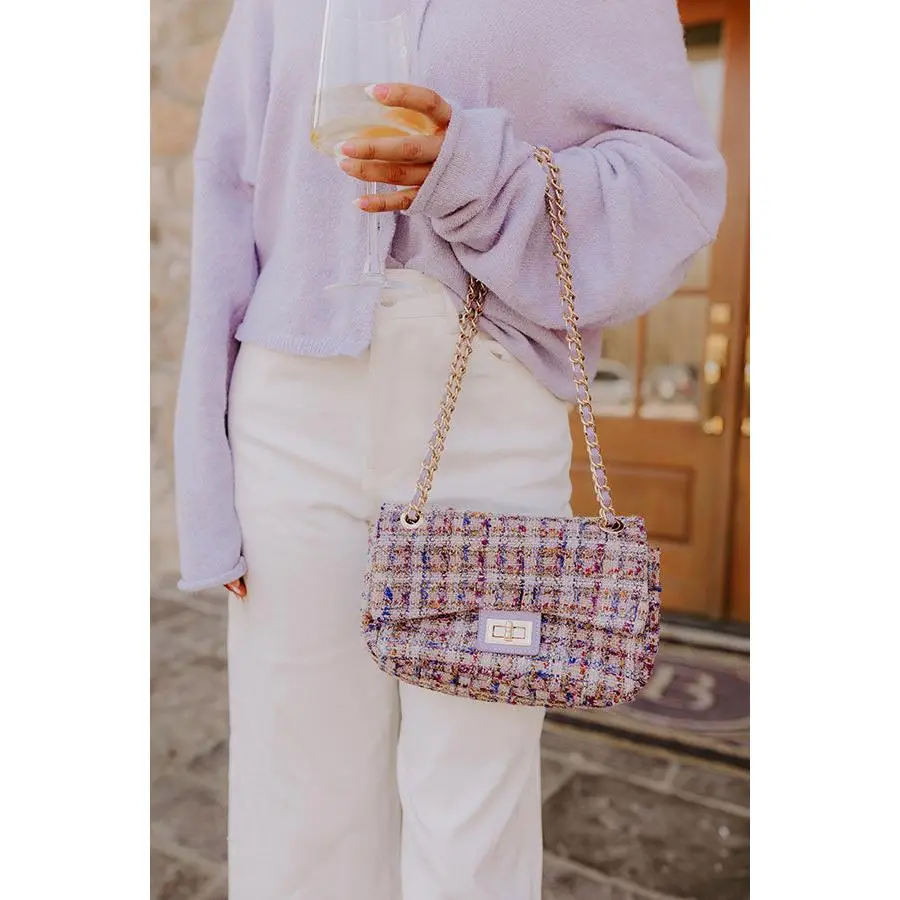 Daisy Tweed Purse in Lavender