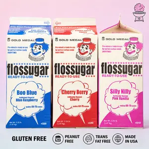 Cotton Candy Floss Sugar-Blue Raspberry, Pink Vanilla & Cherry- 3.25 lbs. (3 pack) Unleash the taste buds of your soul Sweet Vivid